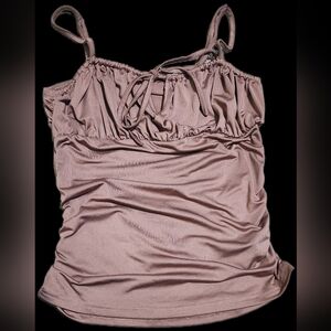 SHEIN Mauve Ruched Spaghetti Strap Tank Top